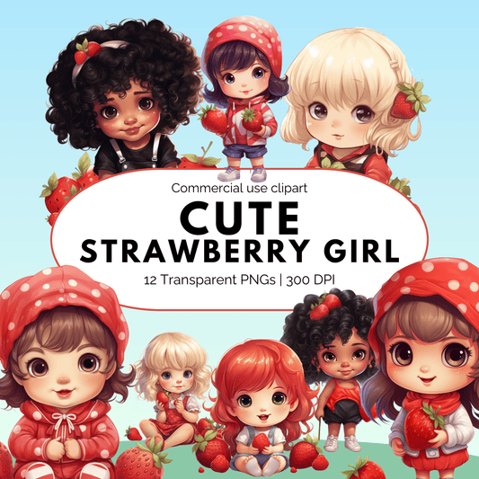 Cute Strawberry baby girl clipart