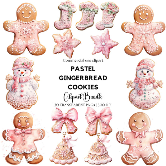 Christmas Pastel Gingerbread Cookie Clipart