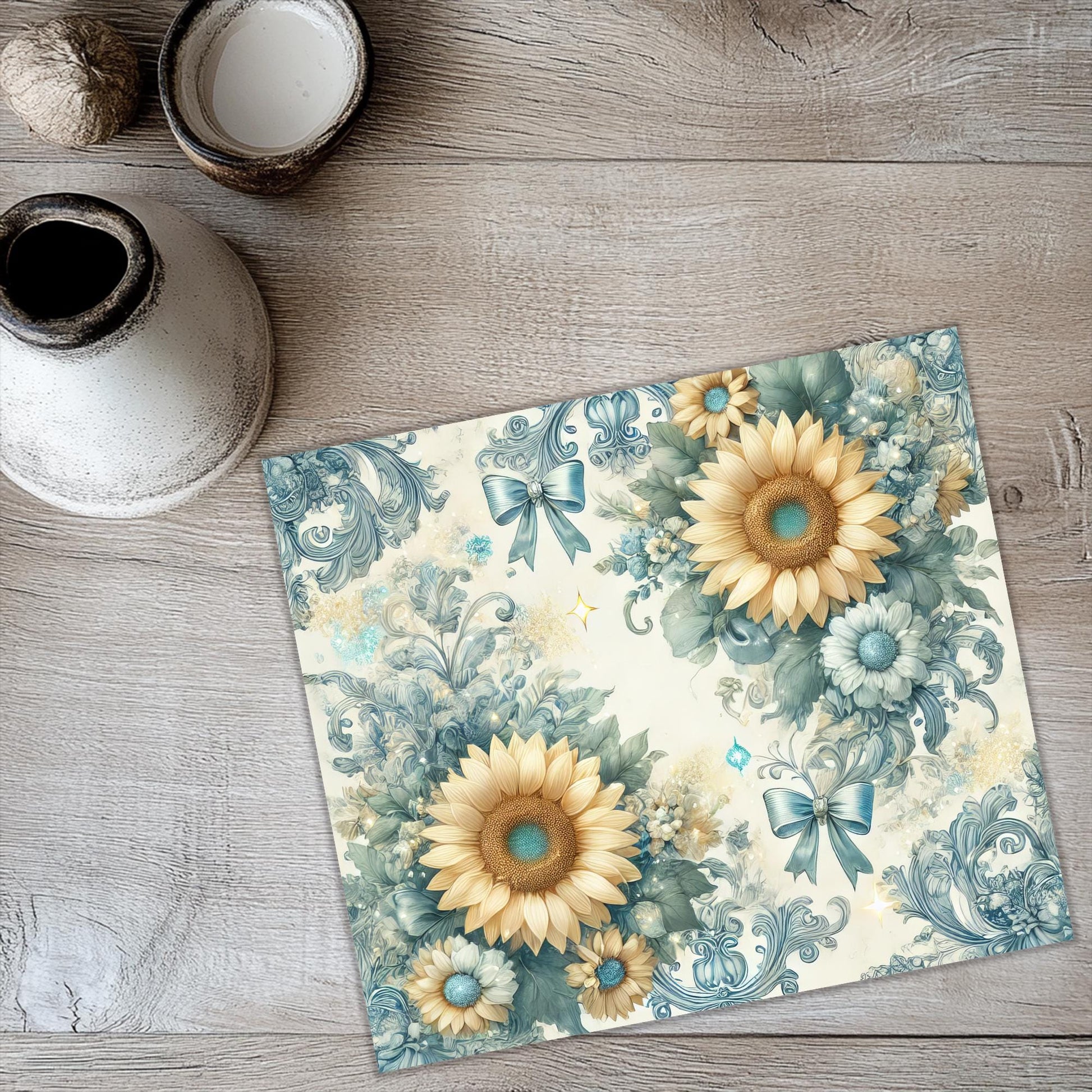 a picture of a place mat with a sunflower design
