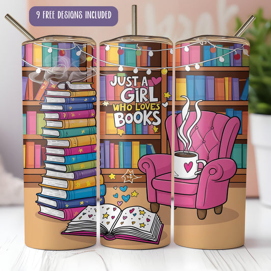 a pair of coffee mugs with books on them