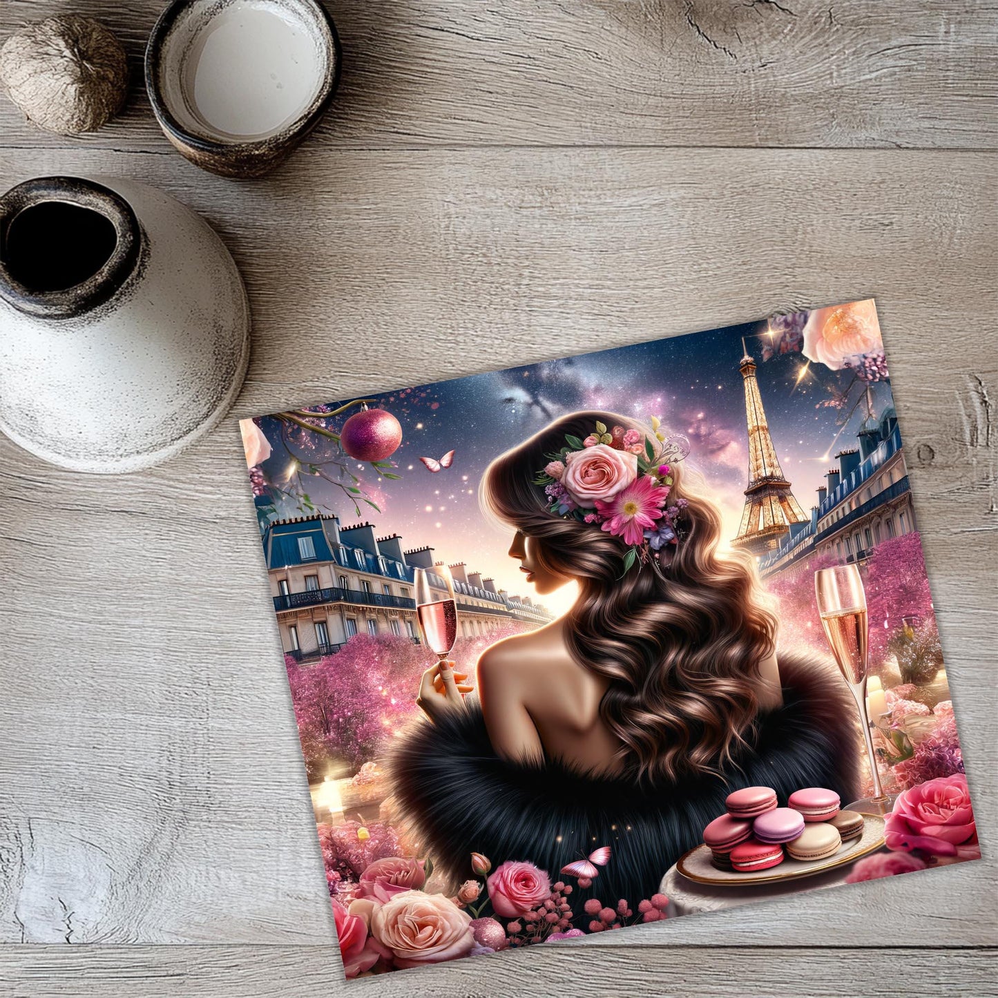 a painting of a woman with flowers in her hair