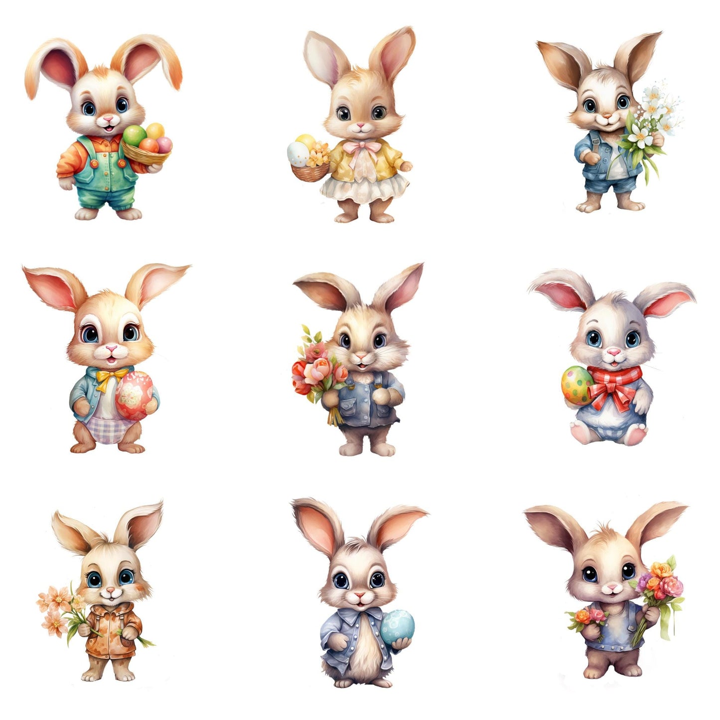 Clipart de Feliz Pascua en acuarela pastel