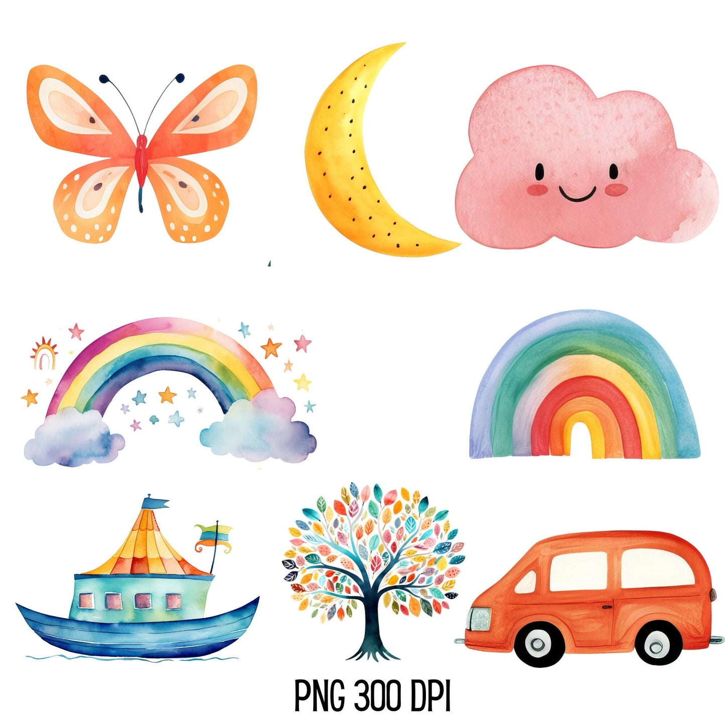 Watercolor Nursery Doodle Clipart