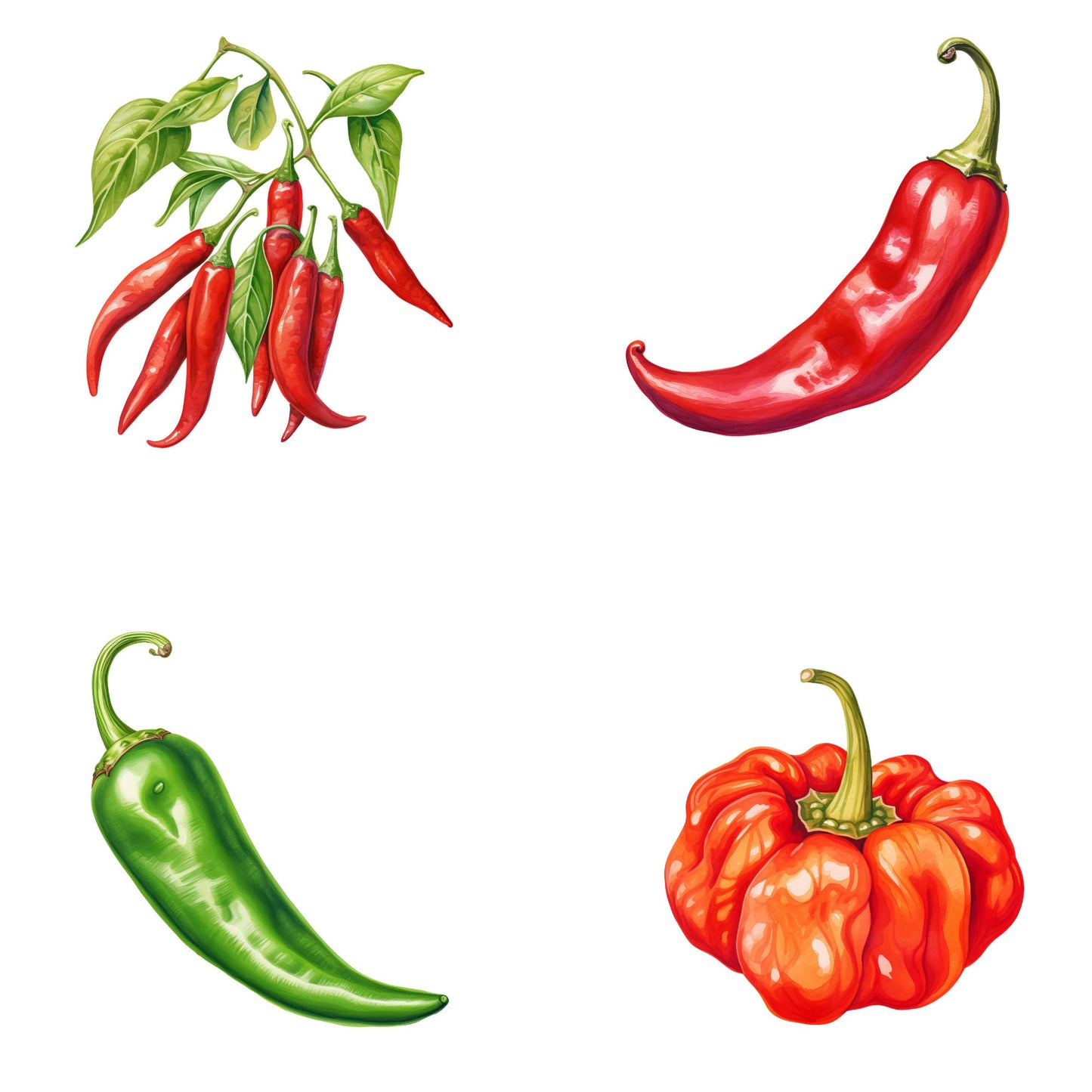Watercolor Spicy Pepper Clipart