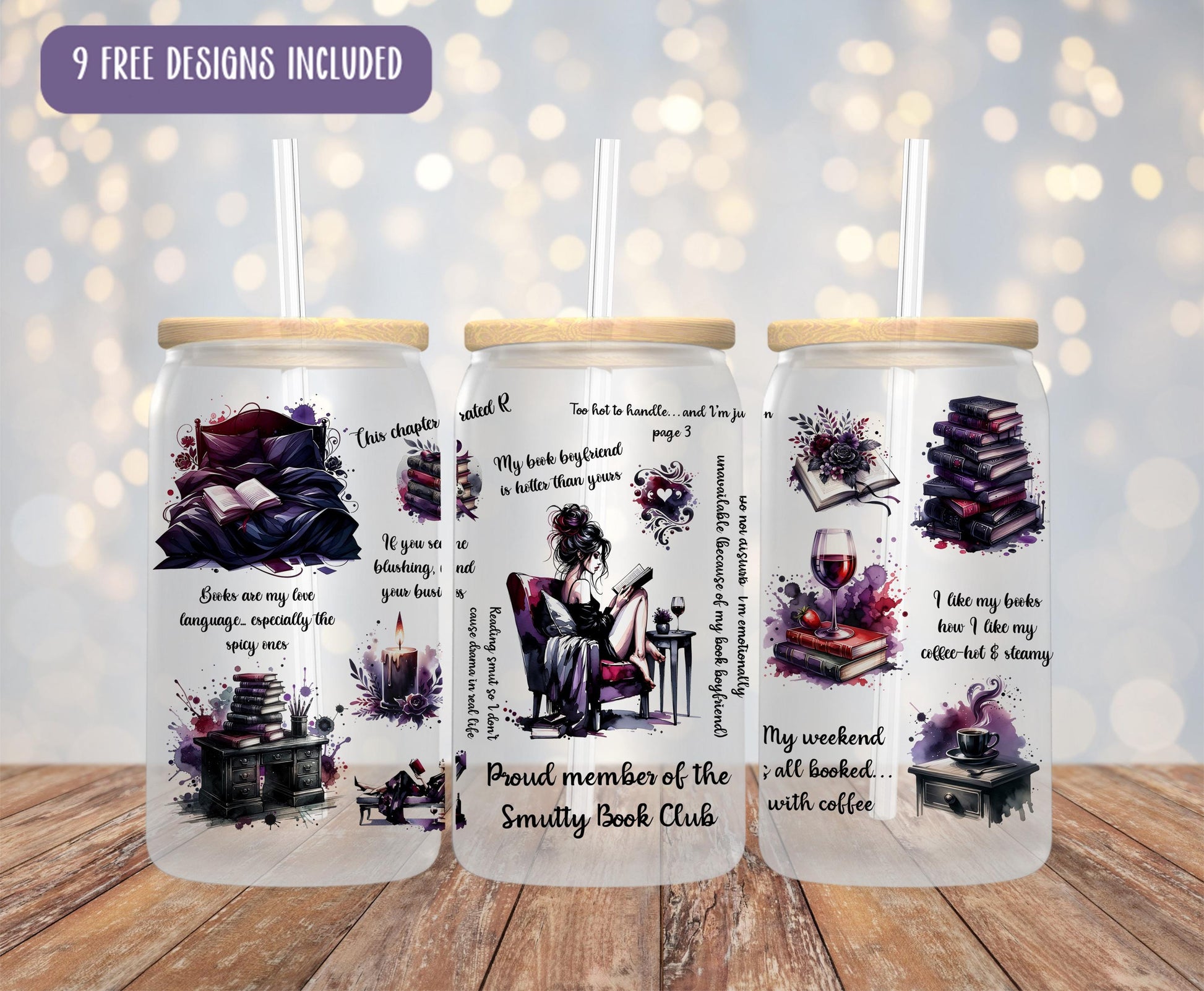 a couple of glass cups sitting on top of a wooden table