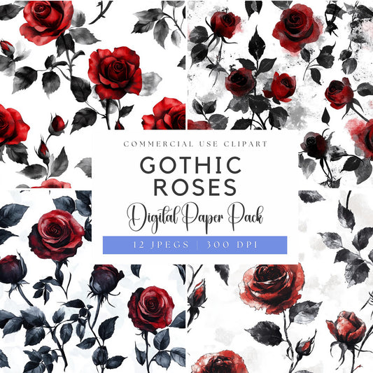 Gothic Roses Digital Papers