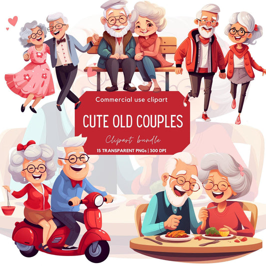 Quirky Old Couples Clipart
