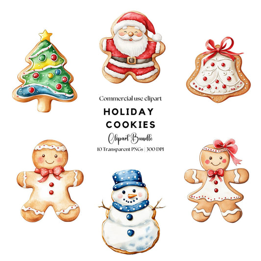 Watercolor Holiday Cookie Clipart