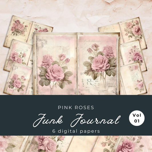 Pink Rose Junk Journal Pages
