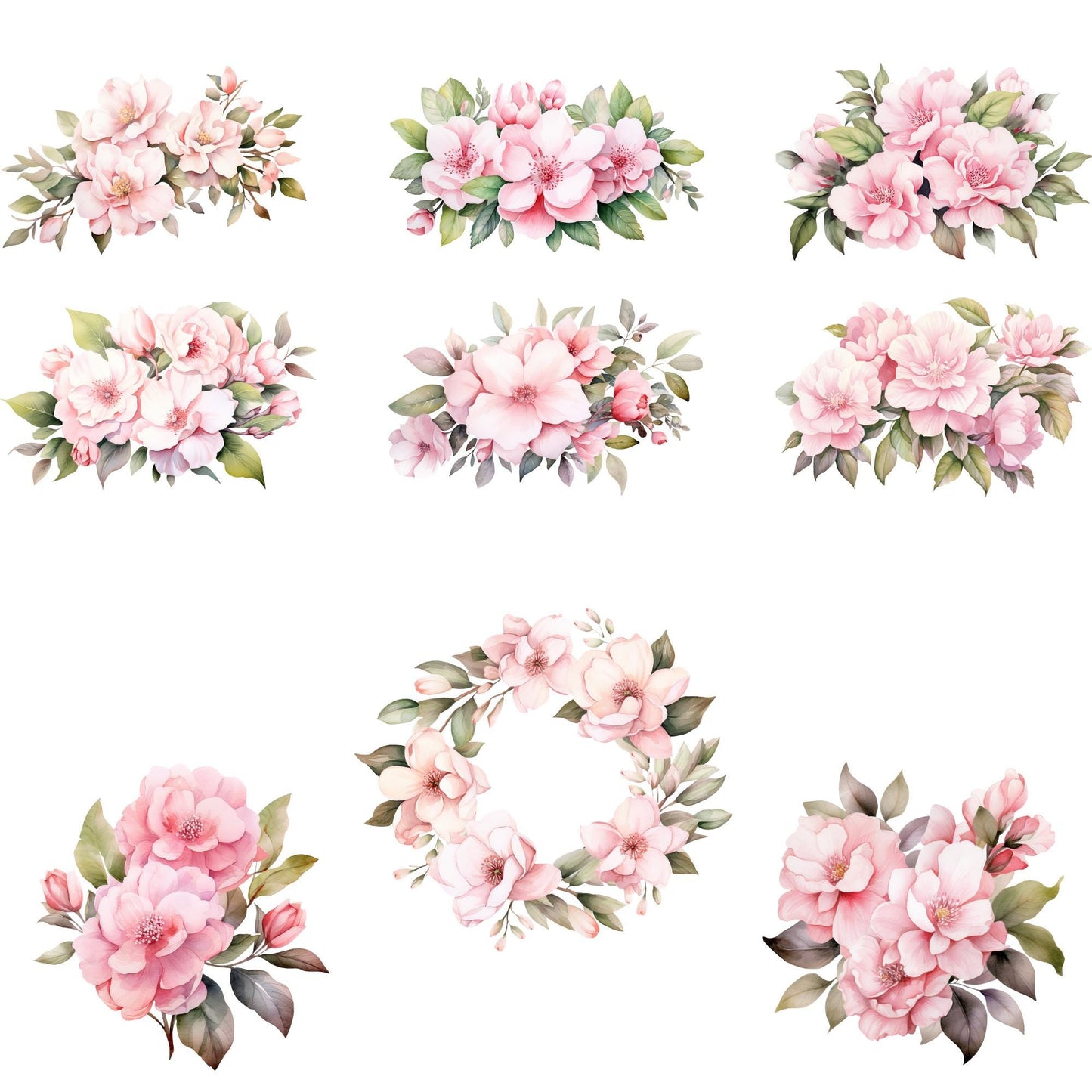 Pink Camellias Floral Clipart