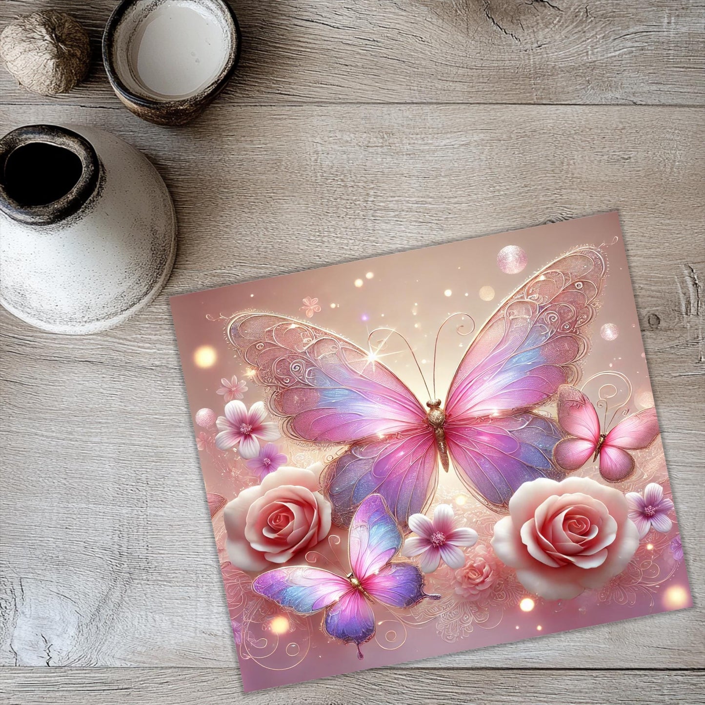 a picture of a butterfly with roses on it