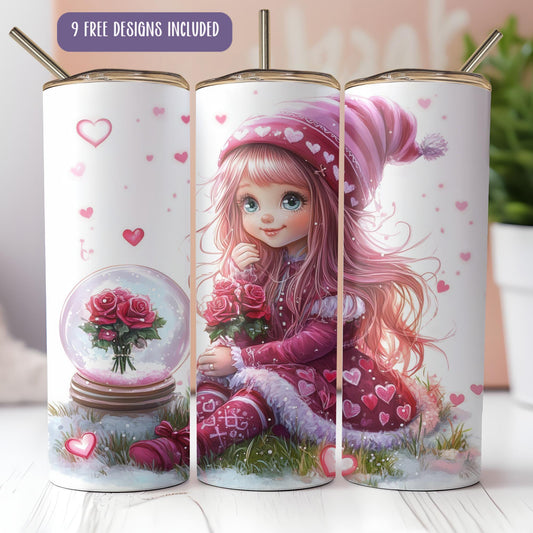 a picture of a girl with a snow globe