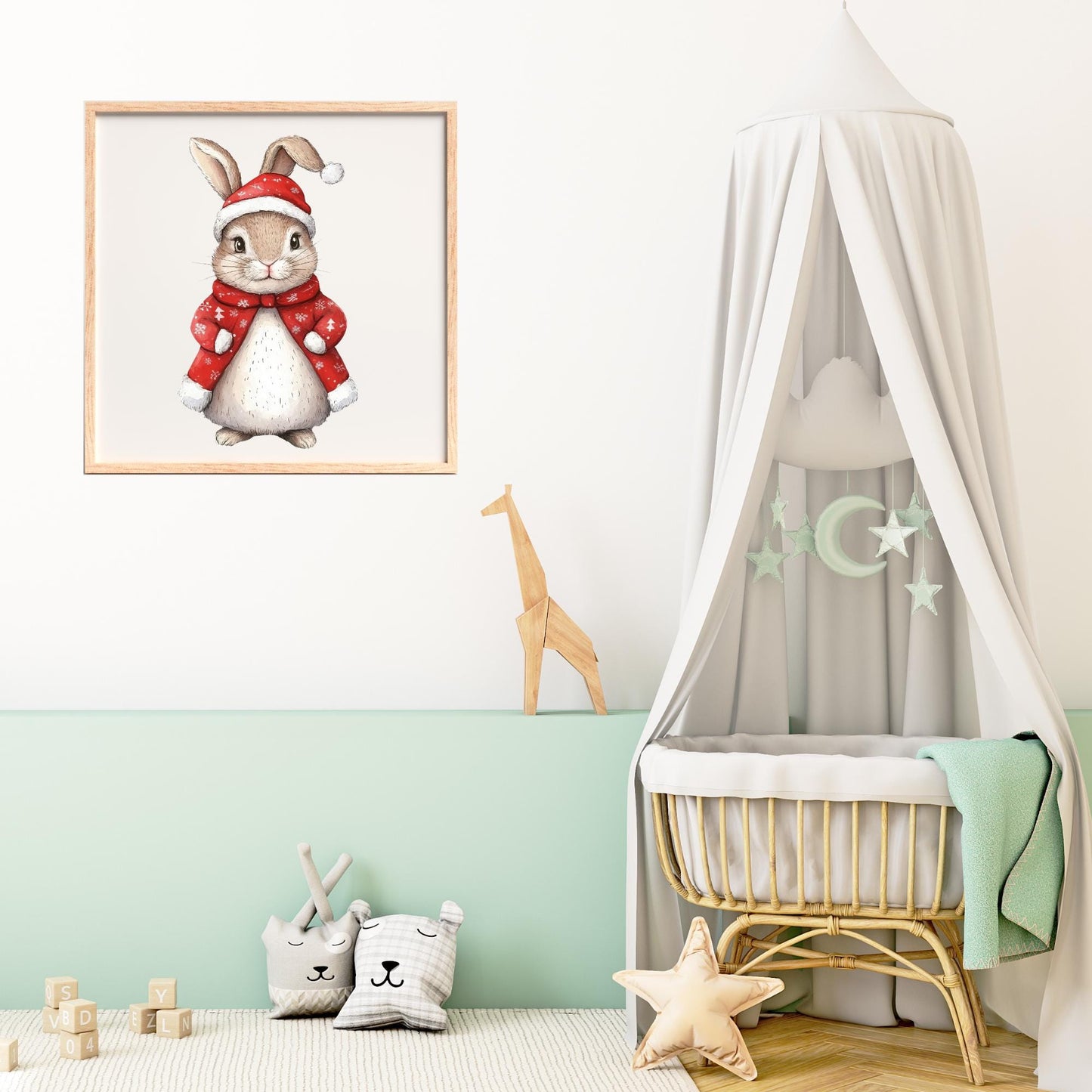 Watercolor Christmas Bunny Clipart