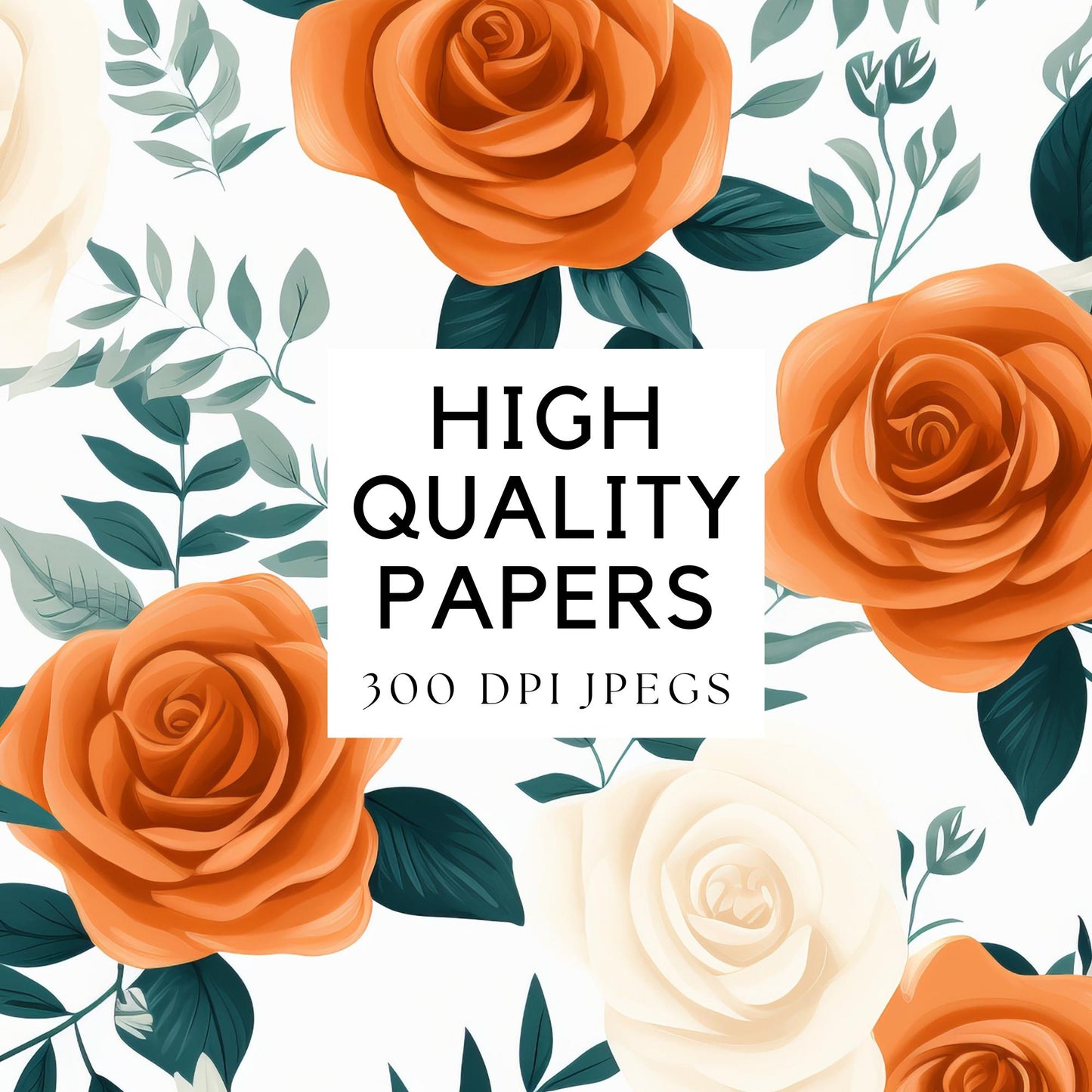 Papeles digitales naranja quemado y verde azulado oscuro