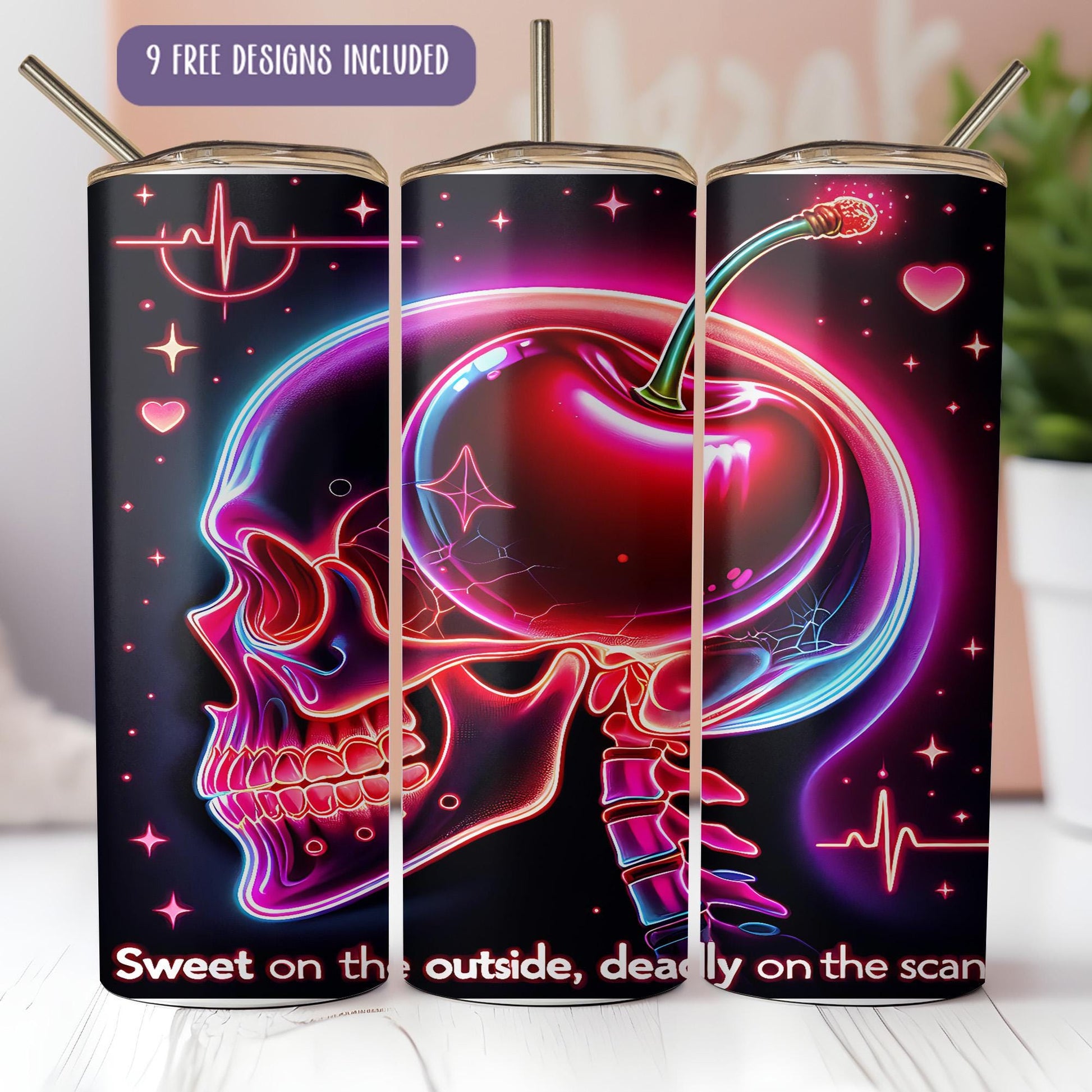 a picture of a skull with an apple on it