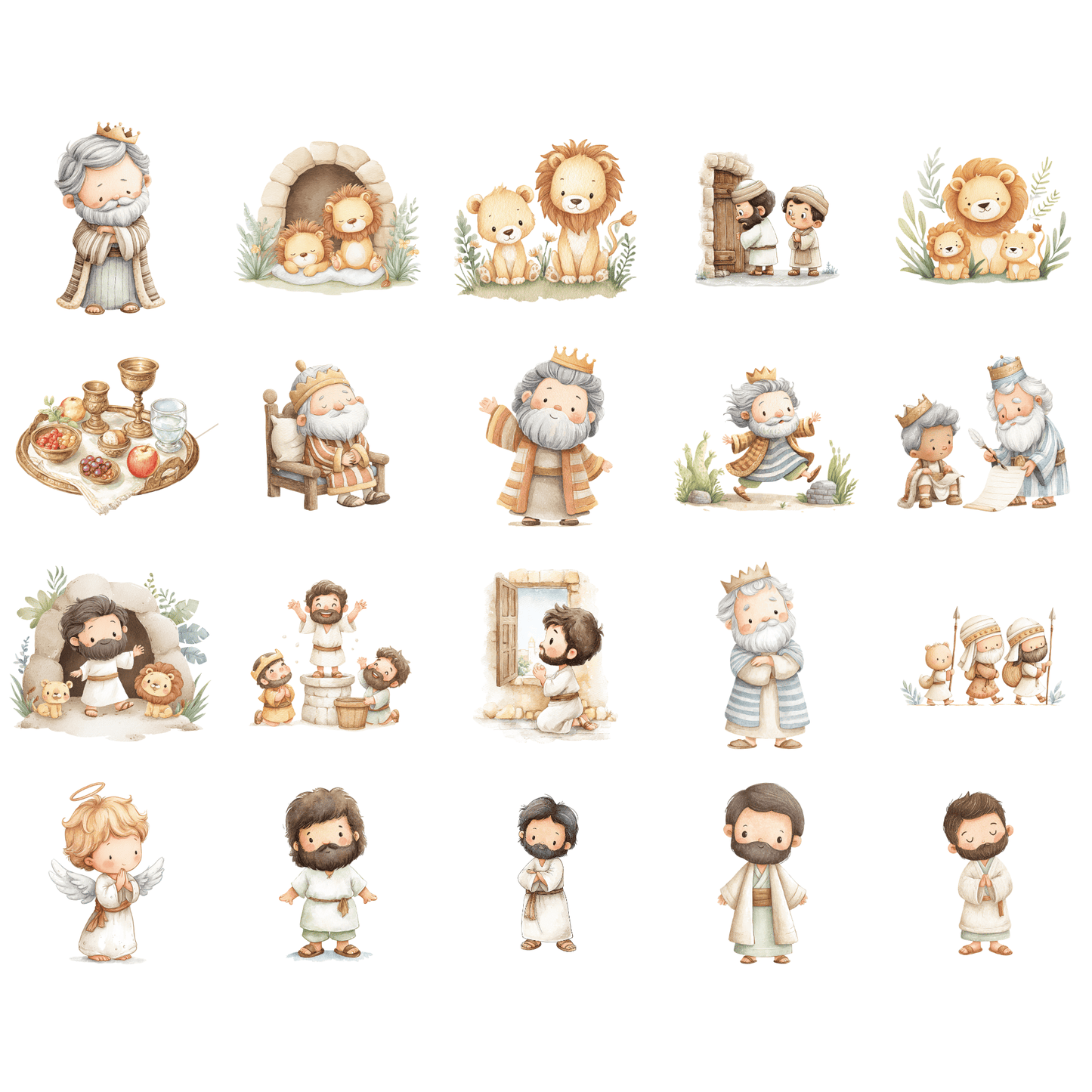 Daniel in the Lion’s Den Clipart Bundle – Bible Story Kids Clipart PNG, Christian Printable Graphics, Sunday School Design Pack