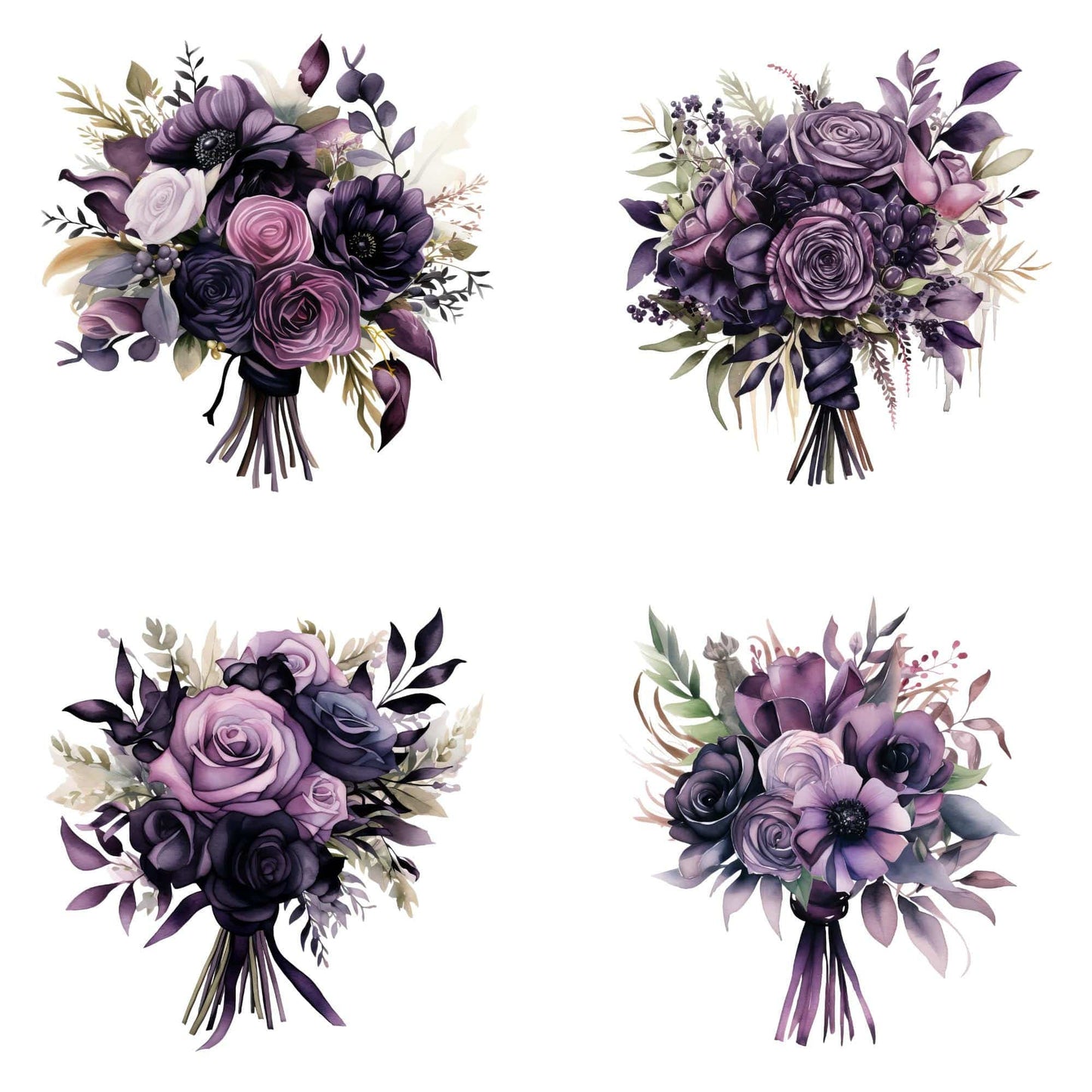 Dark Purple Flowers Clipart