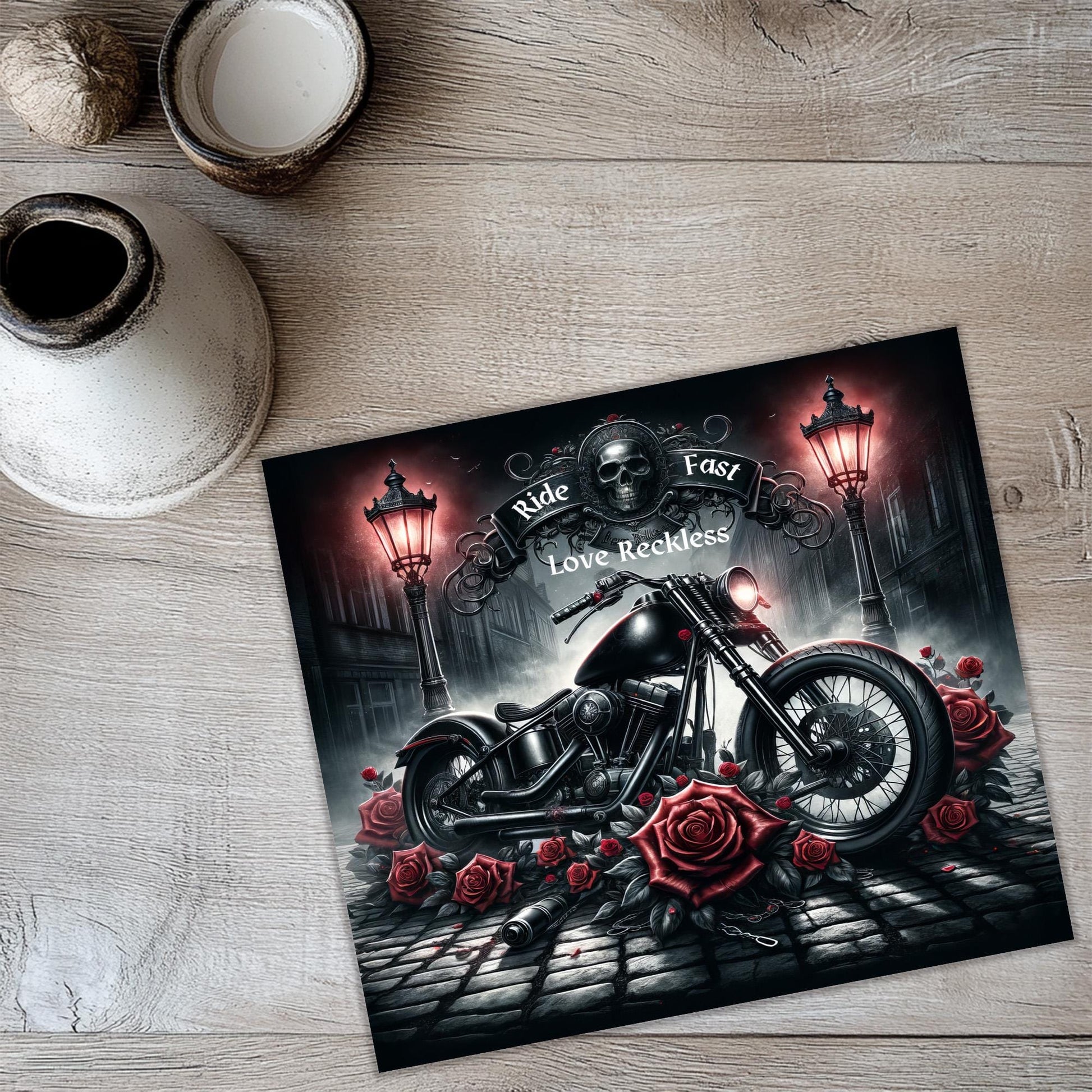 a picture of a motorcycle on a table