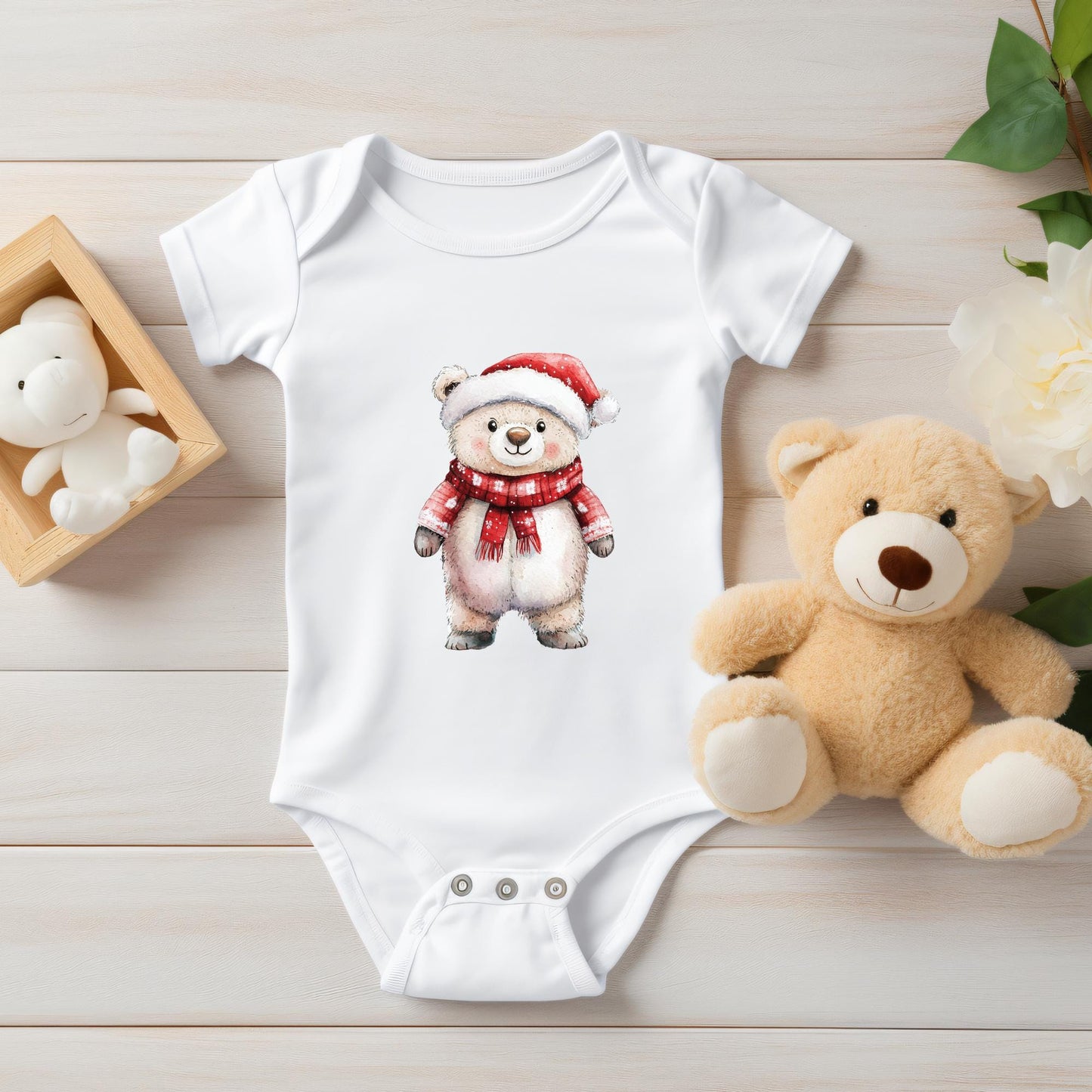 Watercolor Christmas Teddy Bear Clipart