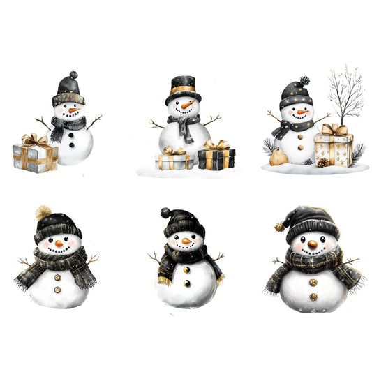 Black and Gold Snowman Clipart
