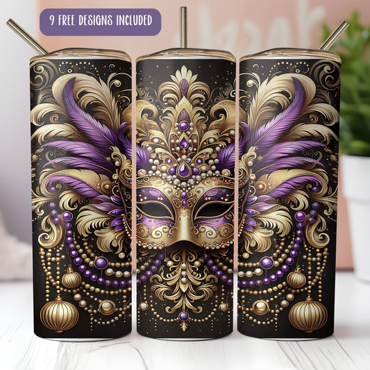 a set of three black and gold masquerade canisters