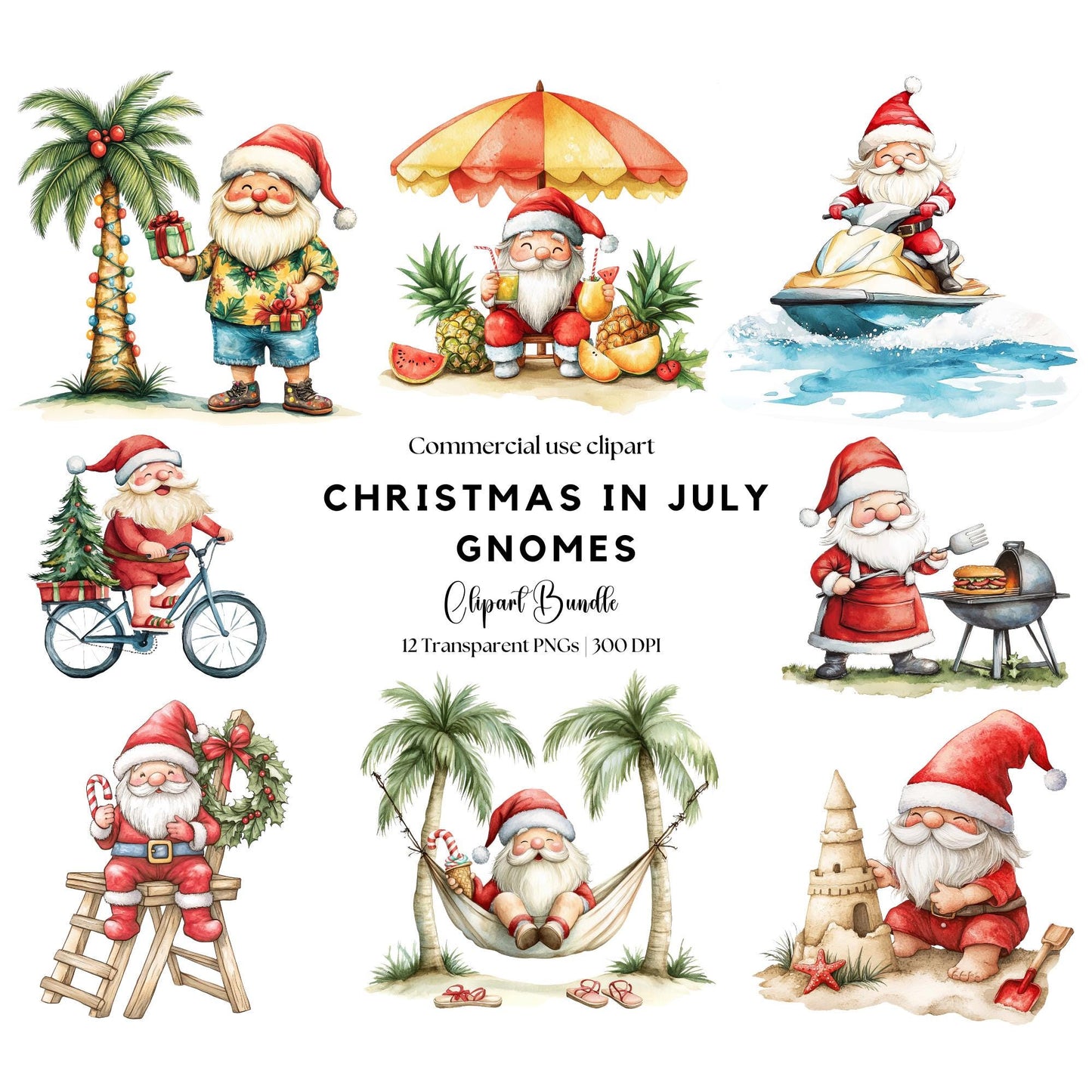Christmas in July Gnome Clipart
