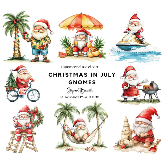 Christmas in July Gnome Clipart