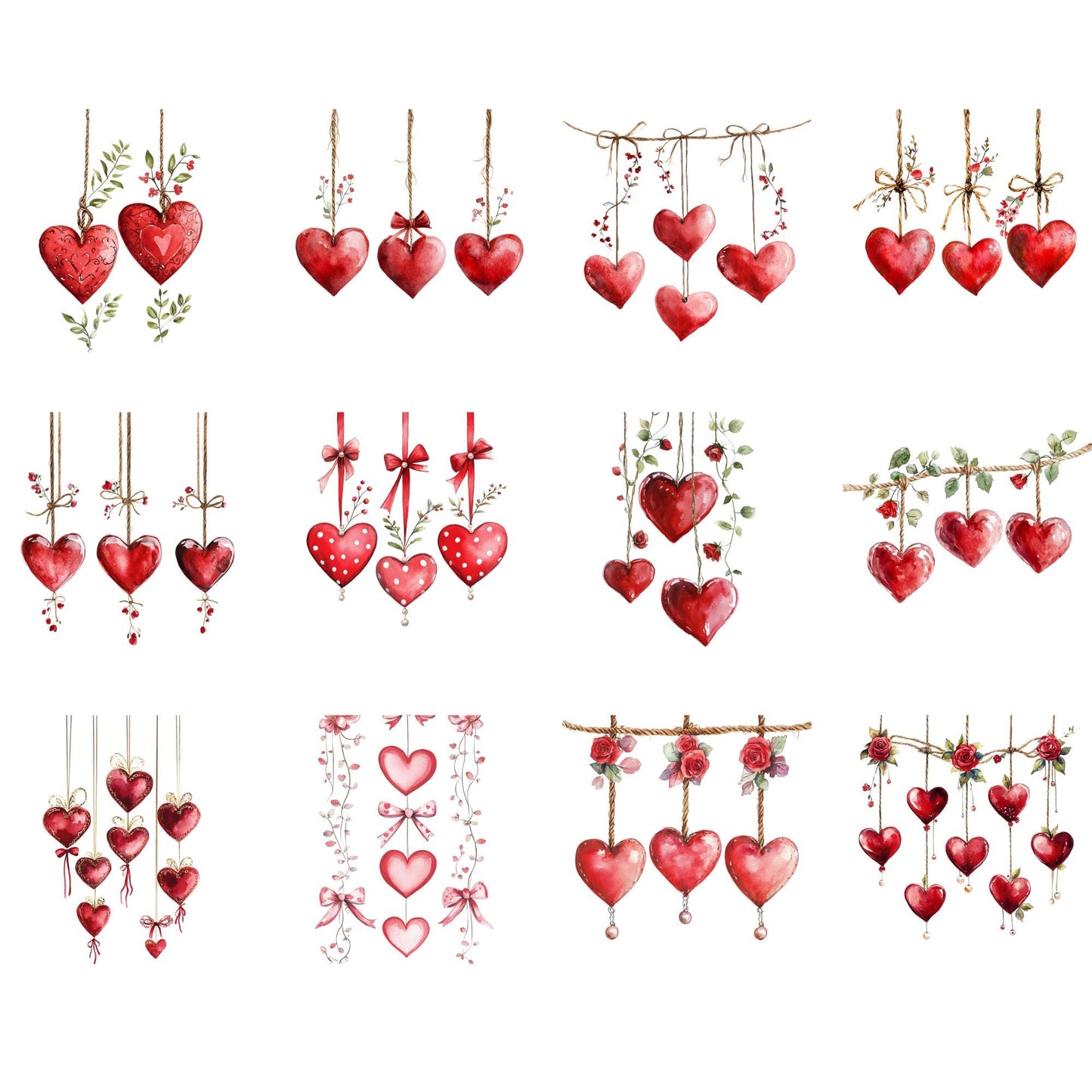 Clipart de corazones colgantes