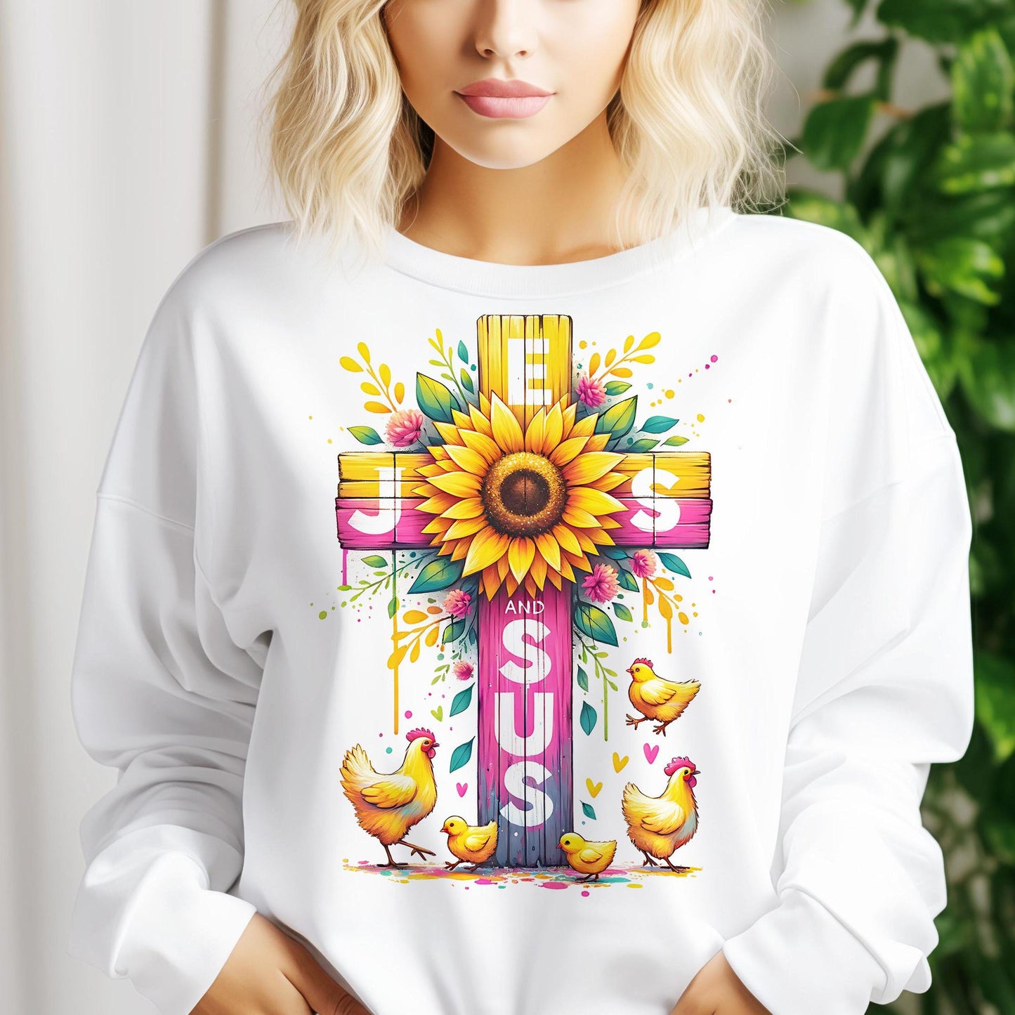 Jesús y los pollos PNG