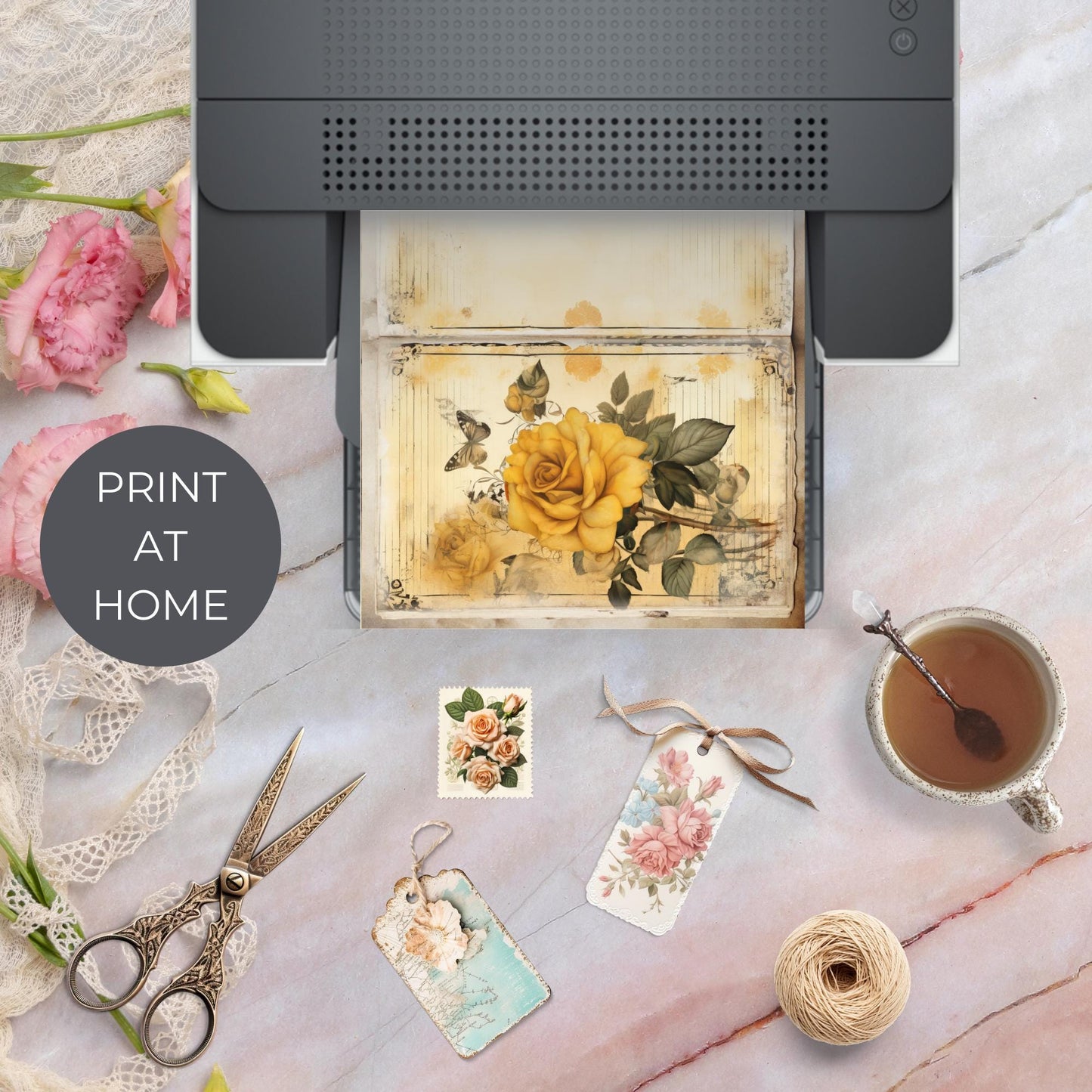 Yellow Rose Junk Journal Pages