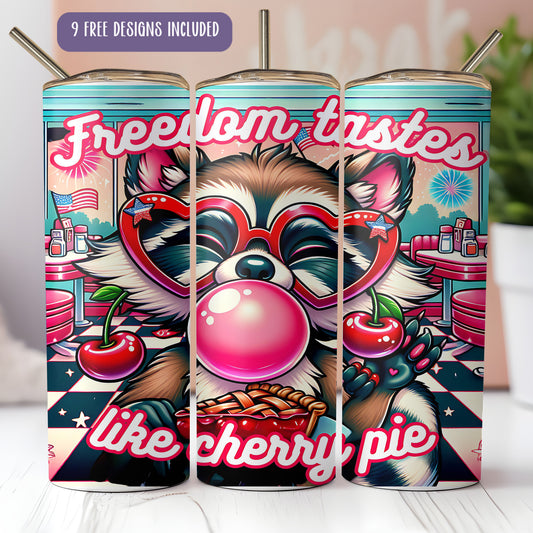 a set of three cans with a racoon on it