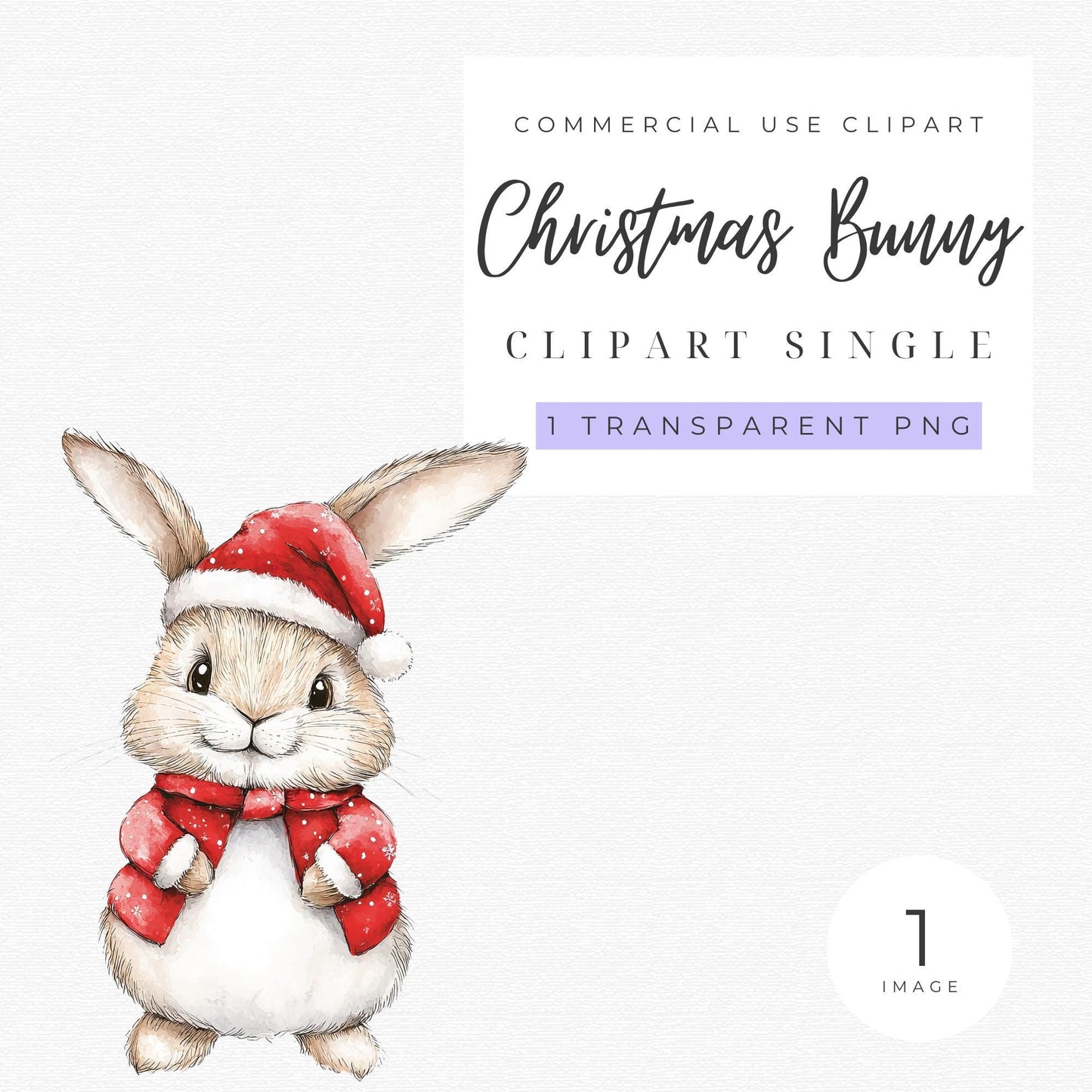 Watercolor Christmas Bunny Clipart