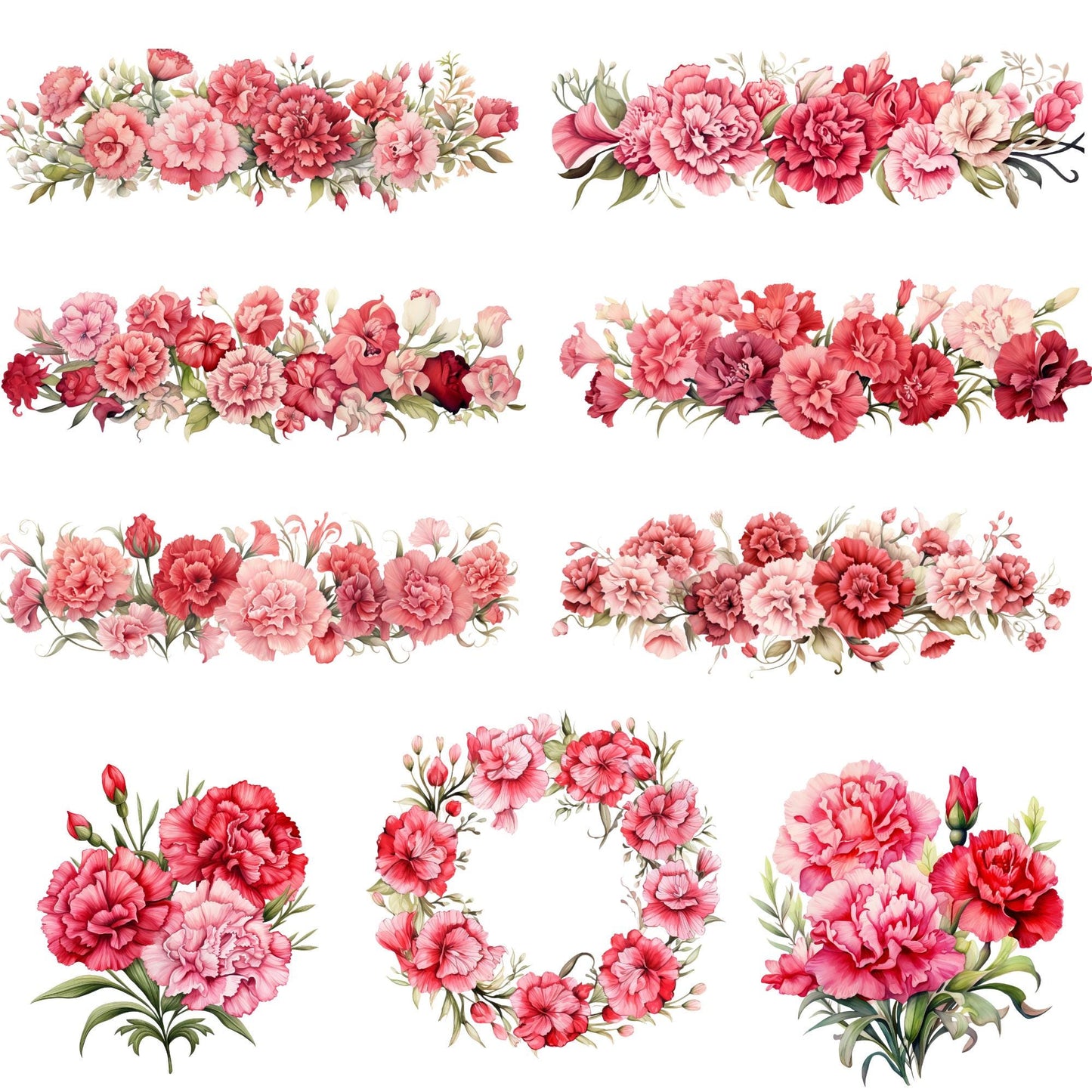 Clipart de clavel rojo y rosa