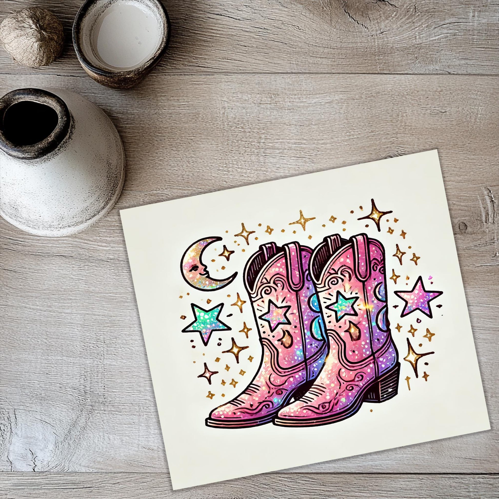 a picture of a pair of cowboy boots with stars