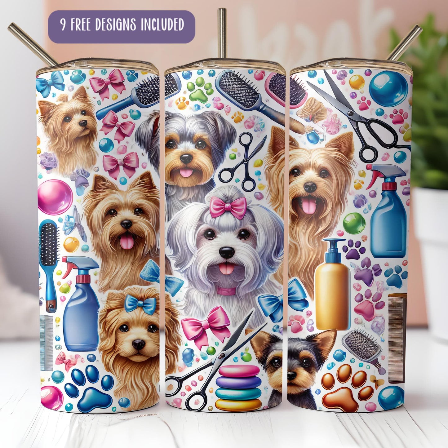 a group of dogs that are on a table