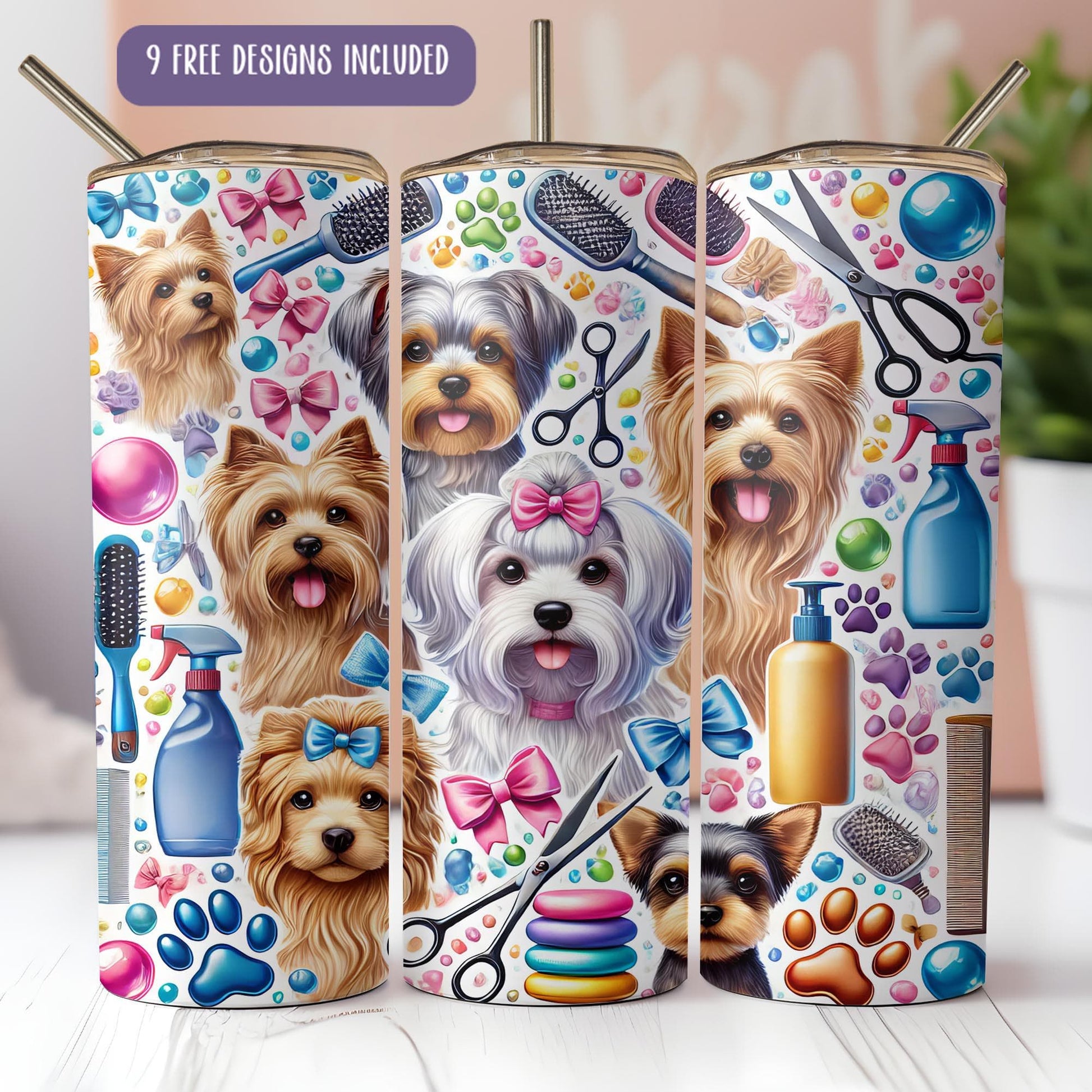 a group of dogs that are on a table