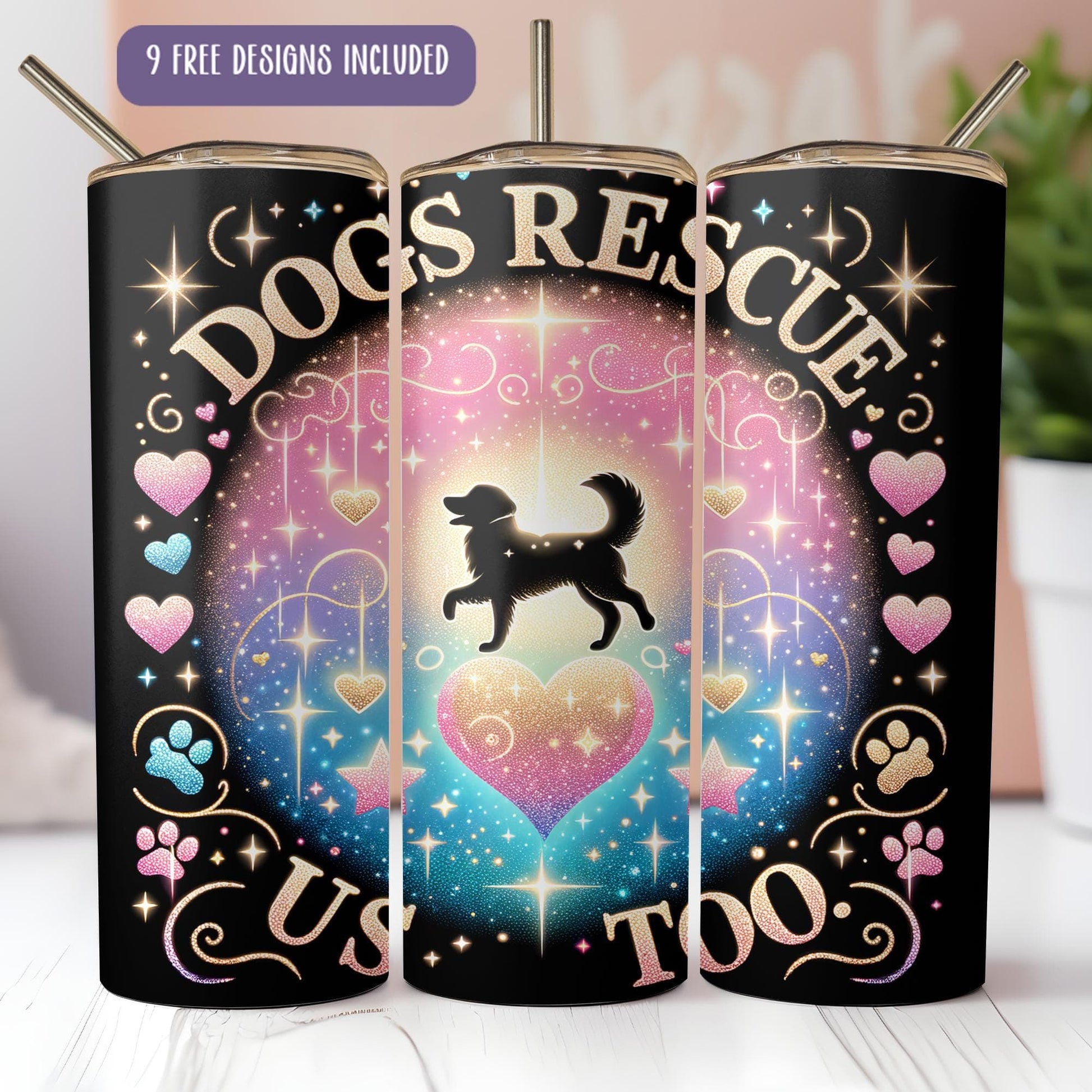 a dog's rescue can cooler with a picture of a dog on it
