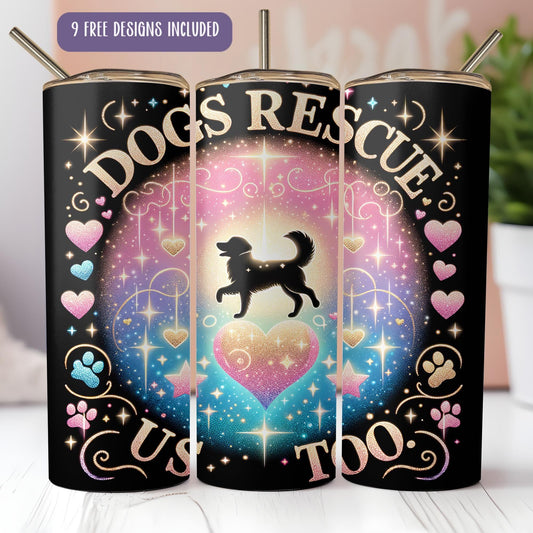 a dog's rescue can cooler with a picture of a dog on it