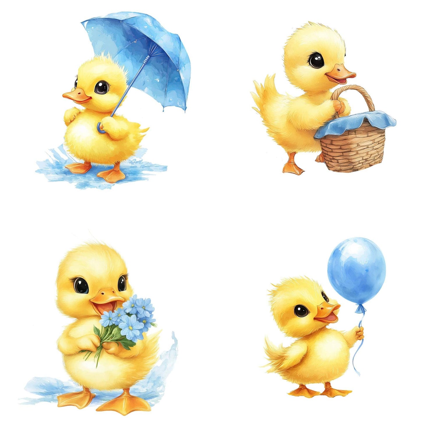 Duck in a puddle clipart
