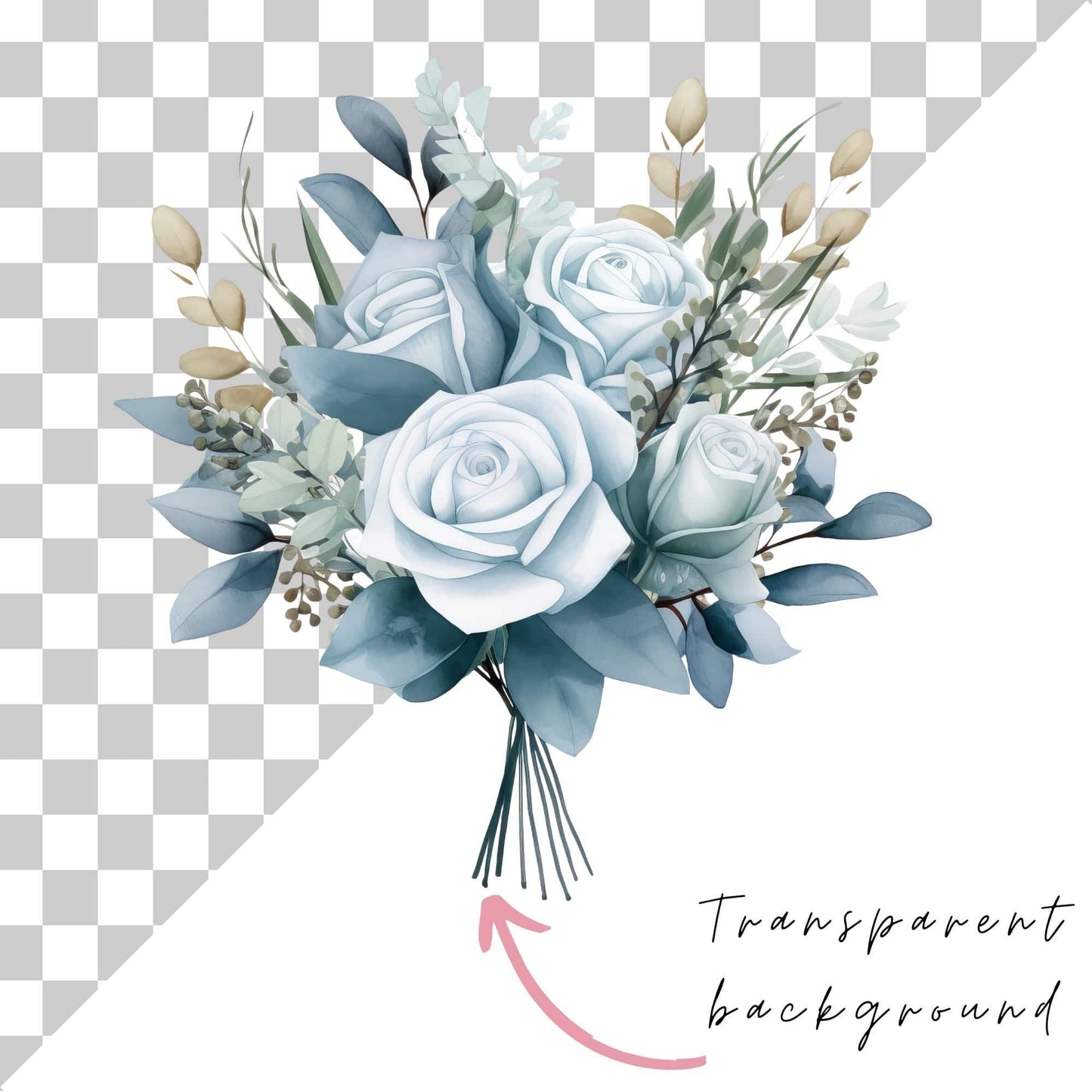 Dusty Blue Florals Clipart