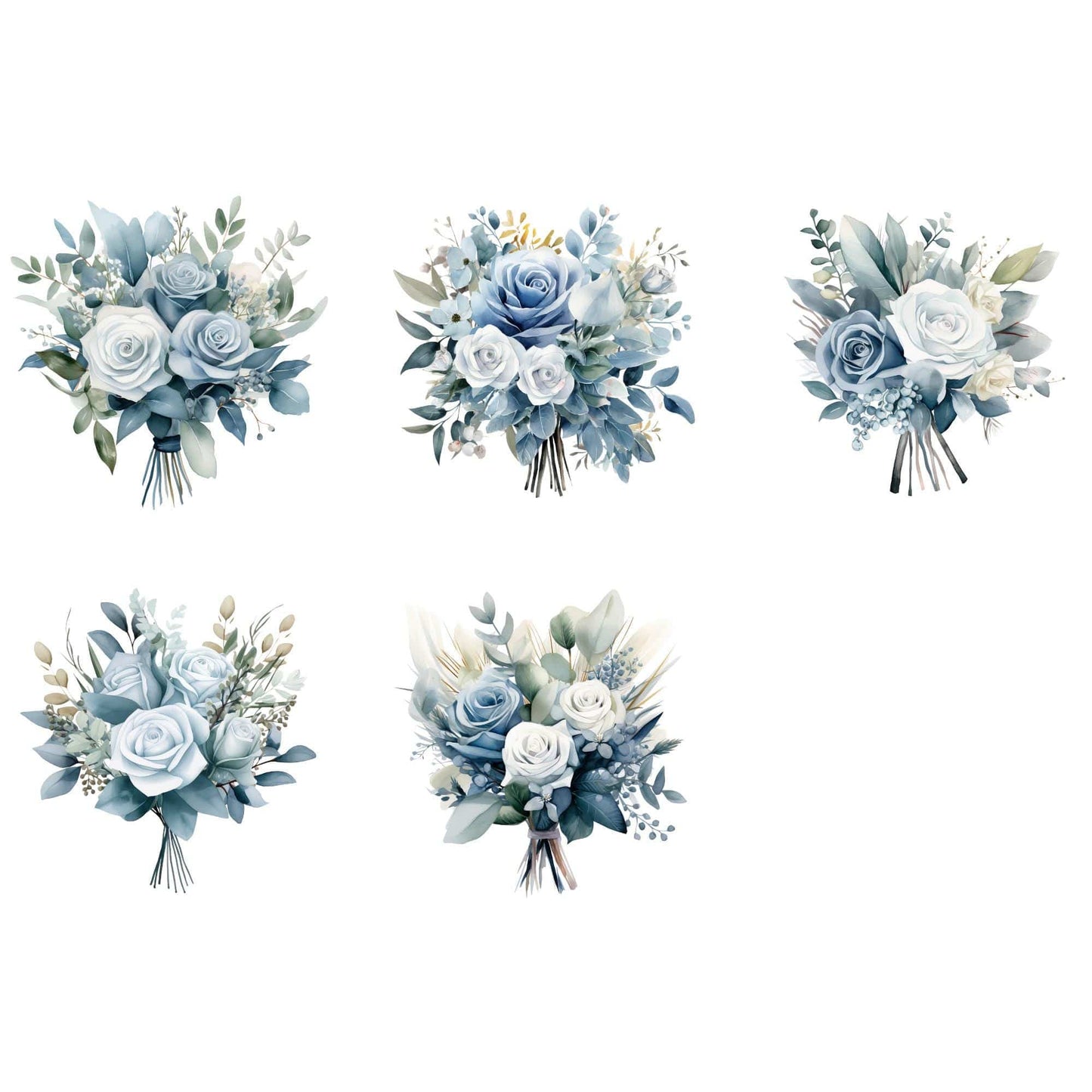 Dusty Blue Florals Clipart