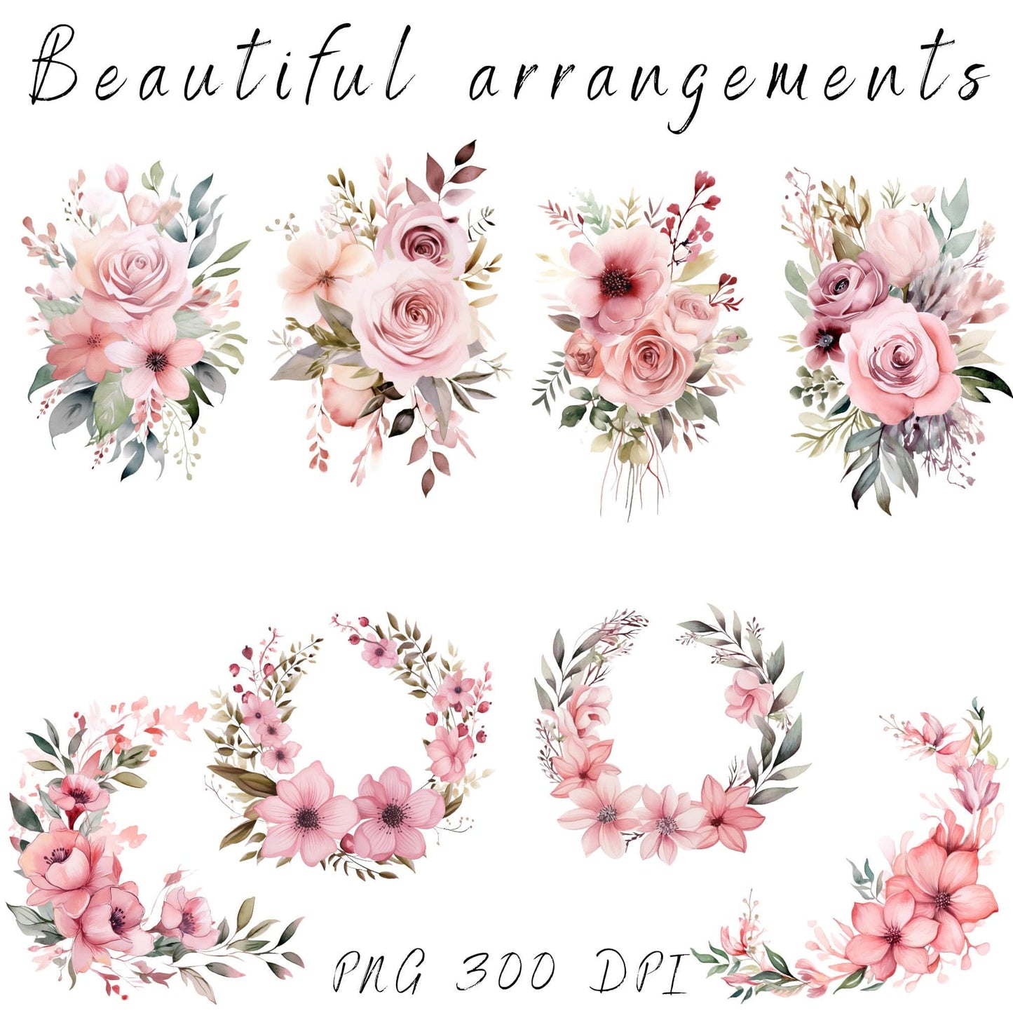 Dusty pink floral Clipart