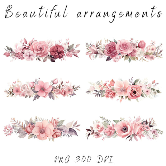 Dusty pink floral Clipart