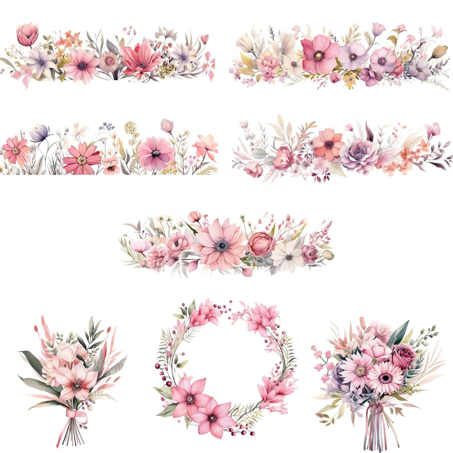 Dusty Pink Floral Clipart