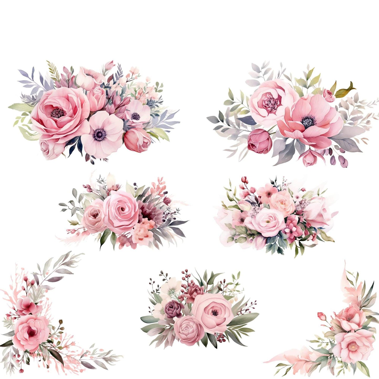 Dusty pink floral Clipart