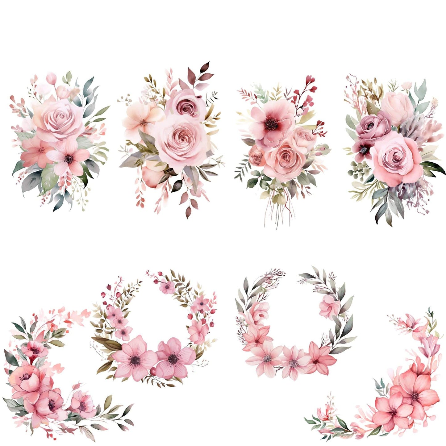 Dusty pink floral Clipart