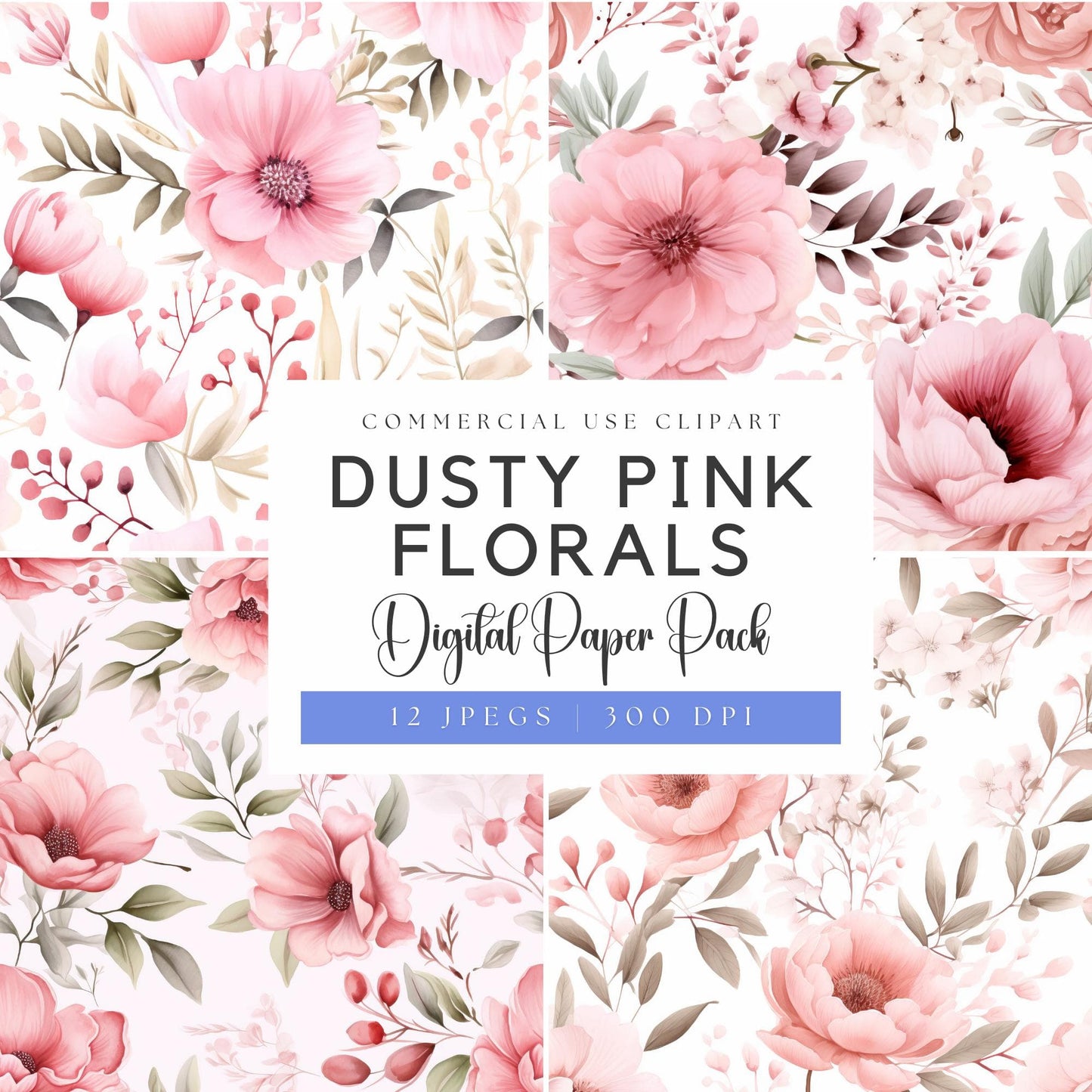 Dusty Pink floral Digital Paper