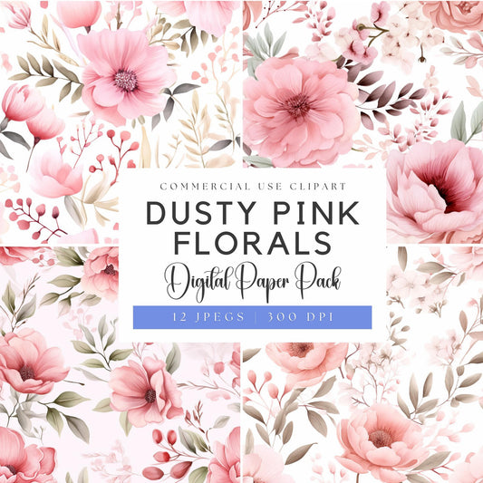 Dusty Pink floral Digital Paper