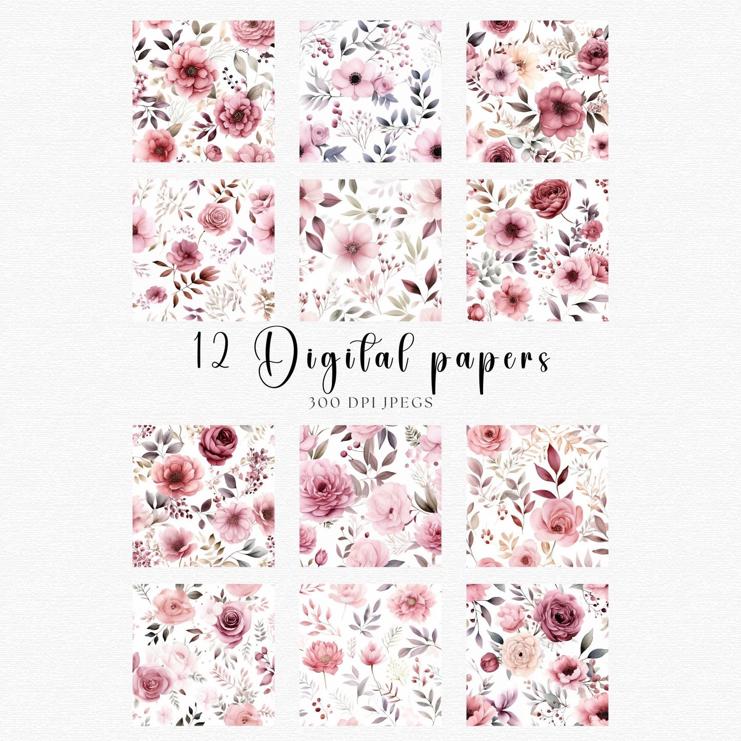 Dusty Pink Floral Digital Papers