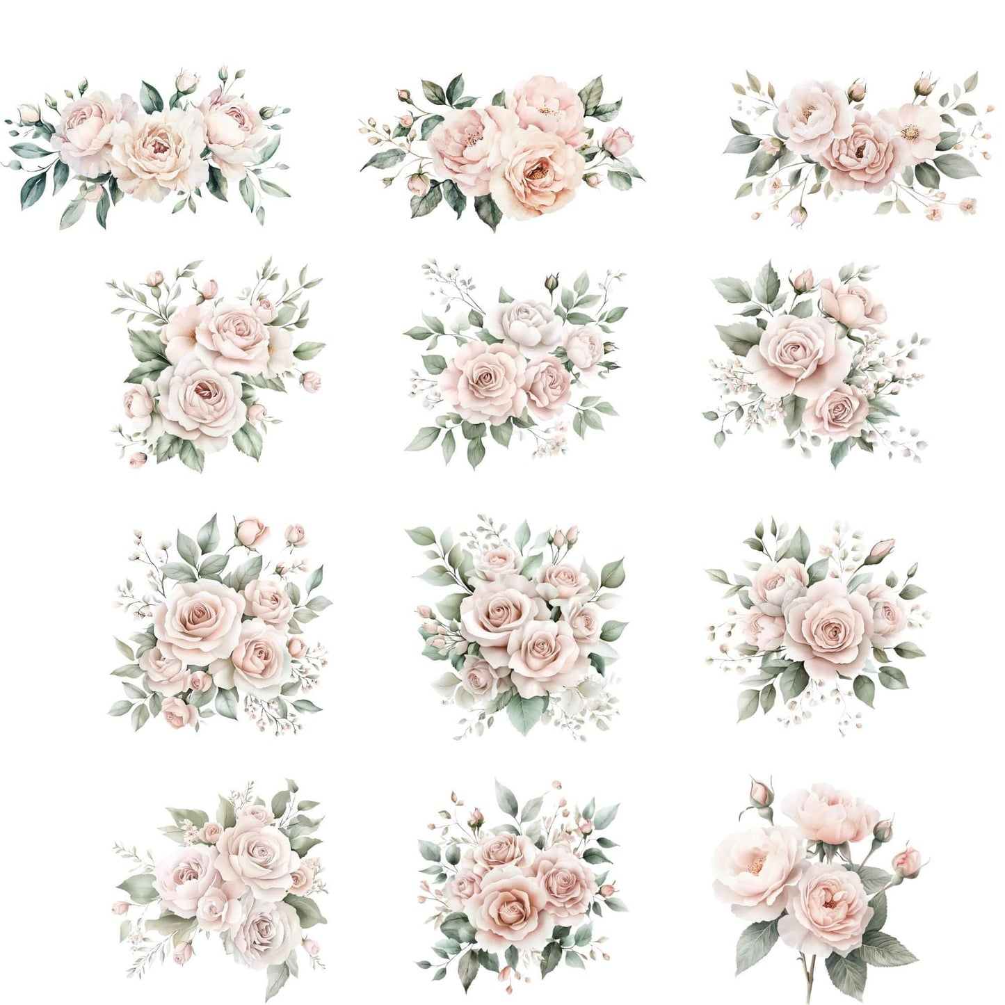Dusty Pink Rose and Peony Clipart